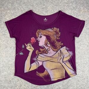 Disney Parks Belle Beauty And The Beast Shirt Embellished Purple Womens Large L